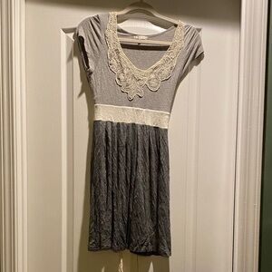 Just Ginger Gray and Cream Mini Dress